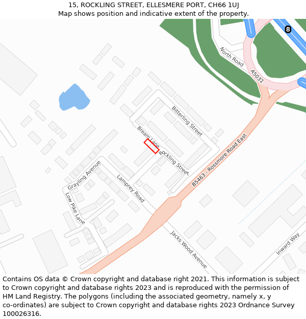 15, ROCKLING STREET, ELLESMERE PORT, CH66 1UJ: Location map and indicative extent of plot