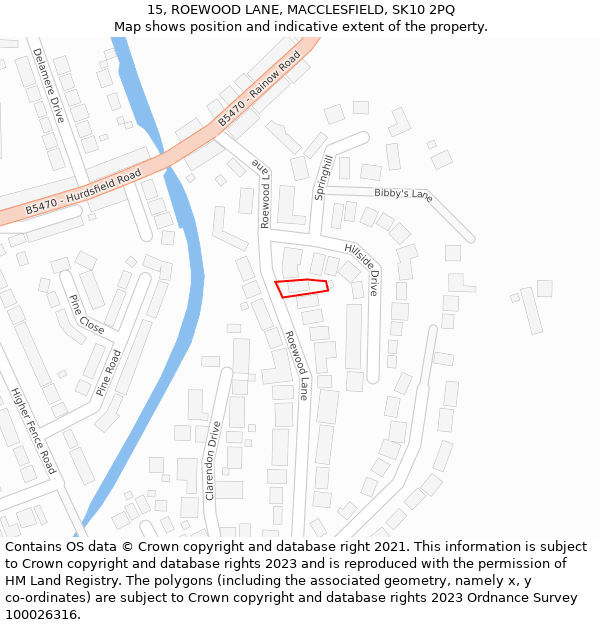 15, ROEWOOD LANE, MACCLESFIELD, SK10 2PQ: Location map and indicative extent of plot