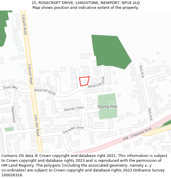 15, ROSECROFT DRIVE, LANGSTONE, NEWPORT, NP18 2LQ: Location map and indicative extent of plot
