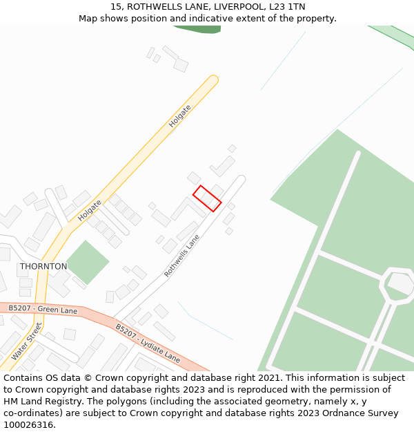 15, ROTHWELLS LANE, LIVERPOOL, L23 1TN: Location map and indicative extent of plot