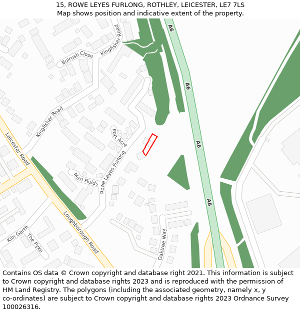 15, ROWE LEYES FURLONG, ROTHLEY, LEICESTER, LE7 7LS: Location map and indicative extent of plot