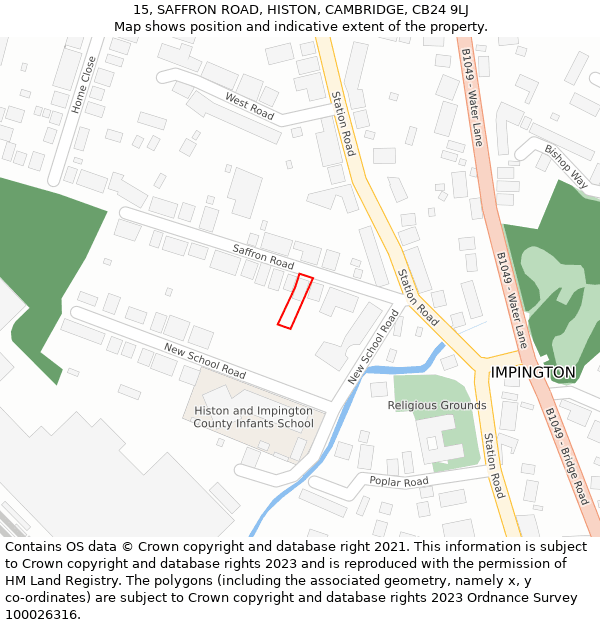 15, SAFFRON ROAD, HISTON, CAMBRIDGE, CB24 9LJ: Location map and indicative extent of plot