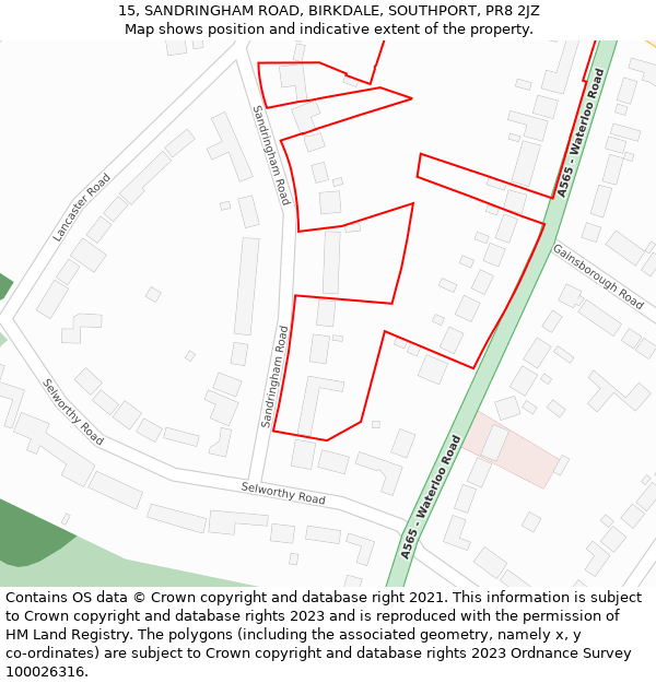 15, SANDRINGHAM ROAD, BIRKDALE, SOUTHPORT, PR8 2JZ: Location map and indicative extent of plot