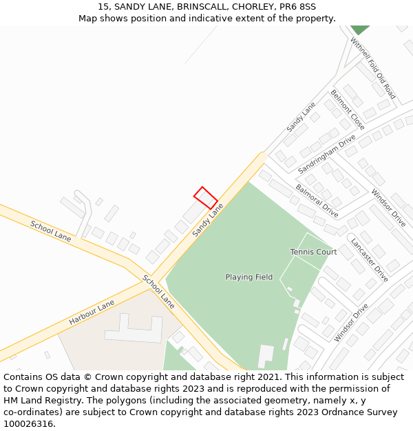 15, SANDY LANE, BRINSCALL, CHORLEY, PR6 8SS: Location map and indicative extent of plot