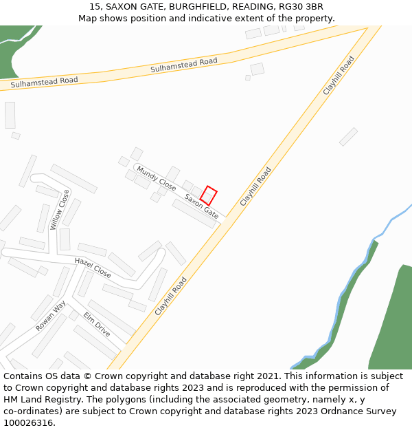 15, SAXON GATE, BURGHFIELD, READING, RG30 3BR: Location map and indicative extent of plot