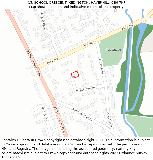 15, SCHOOL CRESCENT, KEDINGTON, HAVERHILL, CB9 7NF: Location map and indicative extent of plot