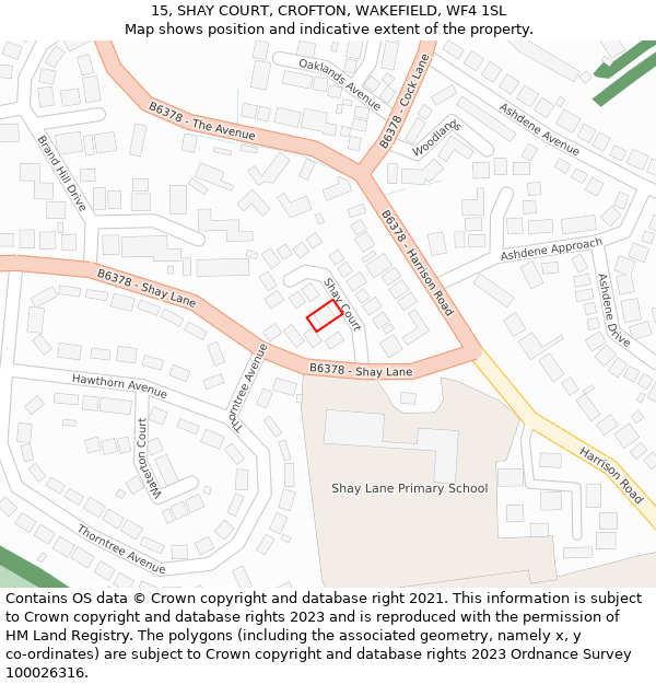 15, SHAY COURT, CROFTON, WAKEFIELD, WF4 1SL: Location map and indicative extent of plot