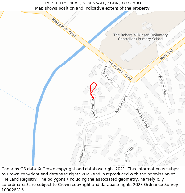 15, SHELLY DRIVE, STRENSALL, YORK, YO32 5RU: Location map and indicative extent of plot