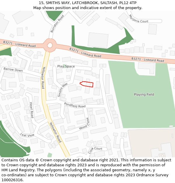 15, SMITHS WAY, LATCHBROOK, SALTASH, PL12 4TP: Location map and indicative extent of plot