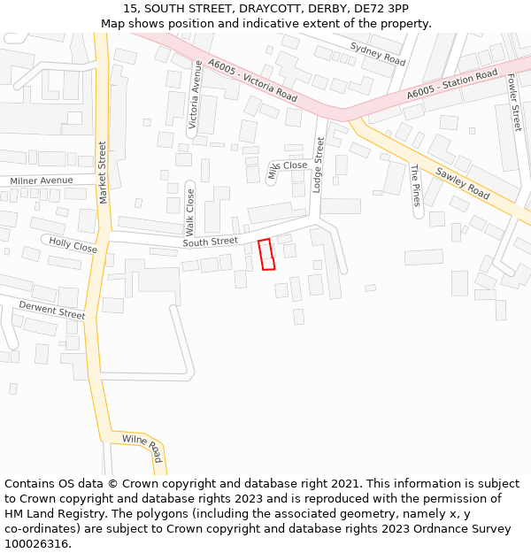 15, SOUTH STREET, DRAYCOTT, DERBY, DE72 3PP: Location map and indicative extent of plot