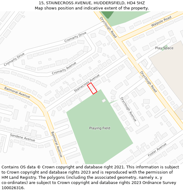 15, STAINECROSS AVENUE, HUDDERSFIELD, HD4 5HZ: Location map and indicative extent of plot