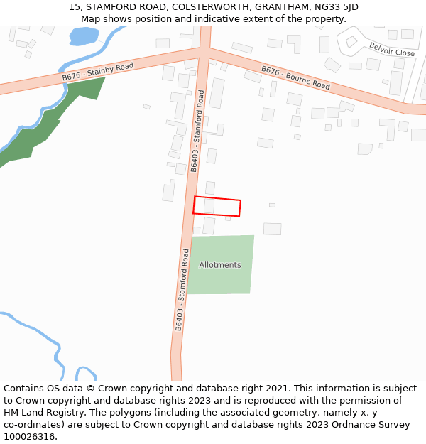 15, STAMFORD ROAD, COLSTERWORTH, GRANTHAM, NG33 5JD: Location map and indicative extent of plot