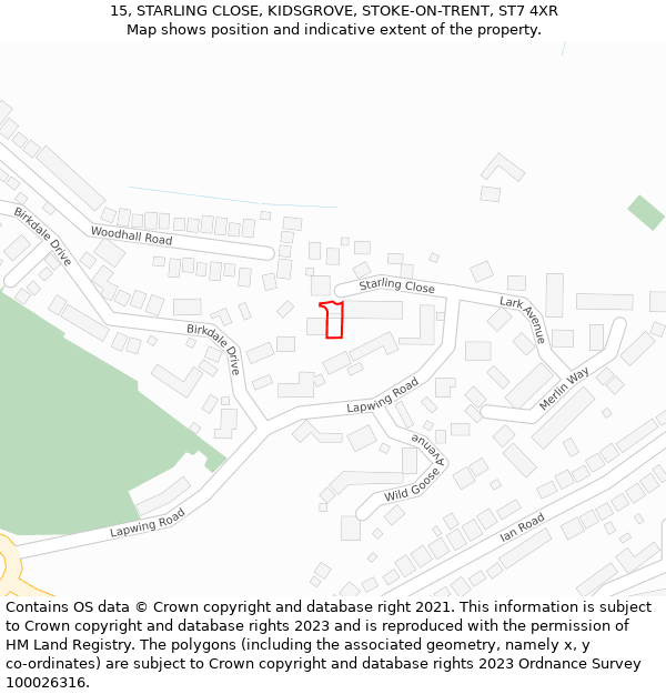 15, STARLING CLOSE, KIDSGROVE, STOKE-ON-TRENT, ST7 4XR: Location map and indicative extent of plot