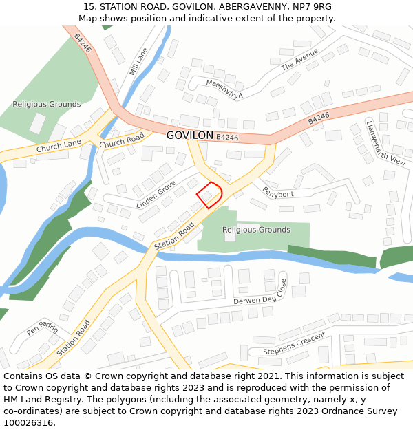 15, STATION ROAD, GOVILON, ABERGAVENNY, NP7 9RG: Location map and indicative extent of plot