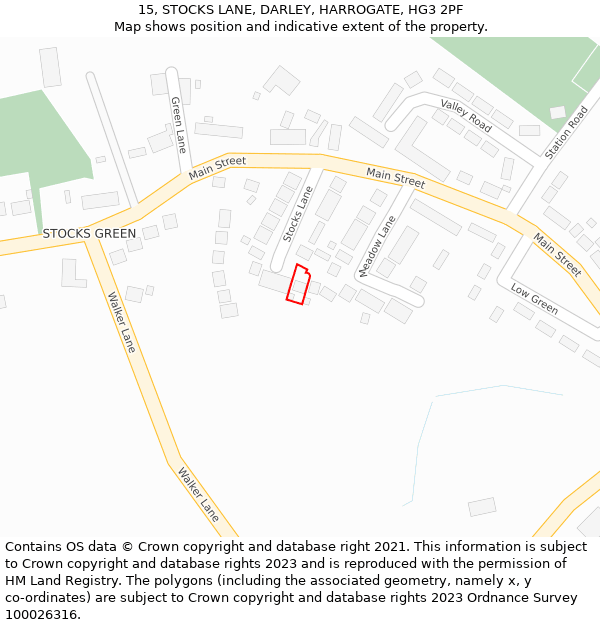 15, STOCKS LANE, DARLEY, HARROGATE, HG3 2PF: Location map and indicative extent of plot