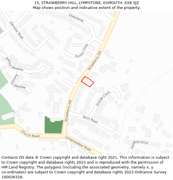 15, STRAWBERRY HILL, LYMPSTONE, EXMOUTH, EX8 5JZ: Location map and indicative extent of plot