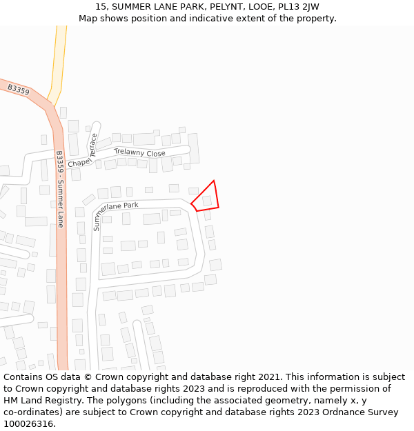 15, SUMMER LANE PARK, PELYNT, LOOE, PL13 2JW: Location map and indicative extent of plot