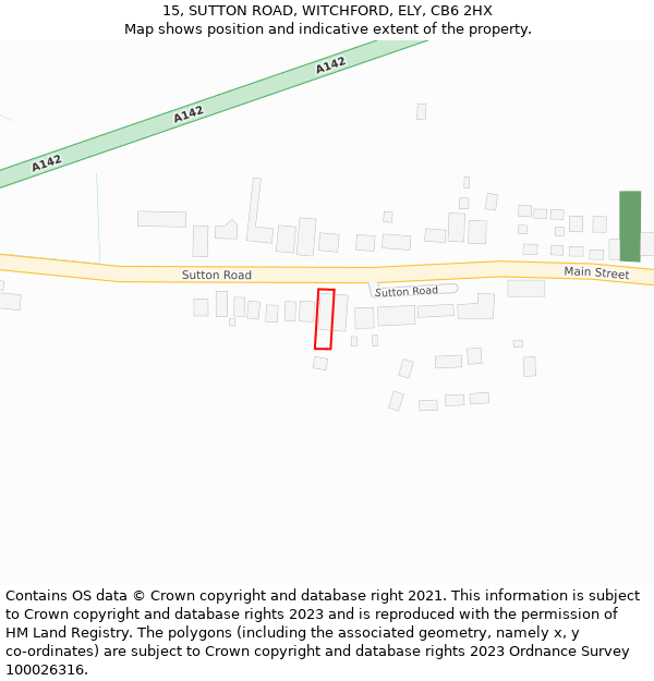 15, SUTTON ROAD, WITCHFORD, ELY, CB6 2HX: Location map and indicative extent of plot