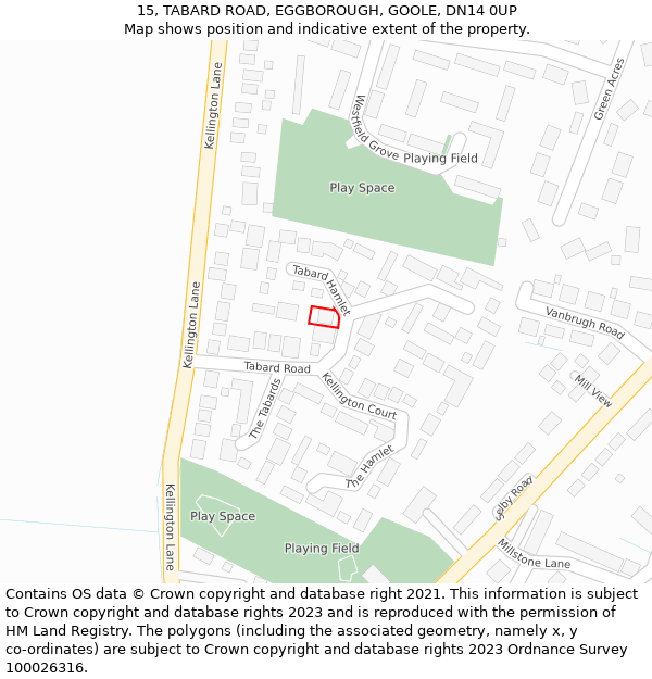 15, TABARD ROAD, EGGBOROUGH, GOOLE, DN14 0UP: Location map and indicative extent of plot