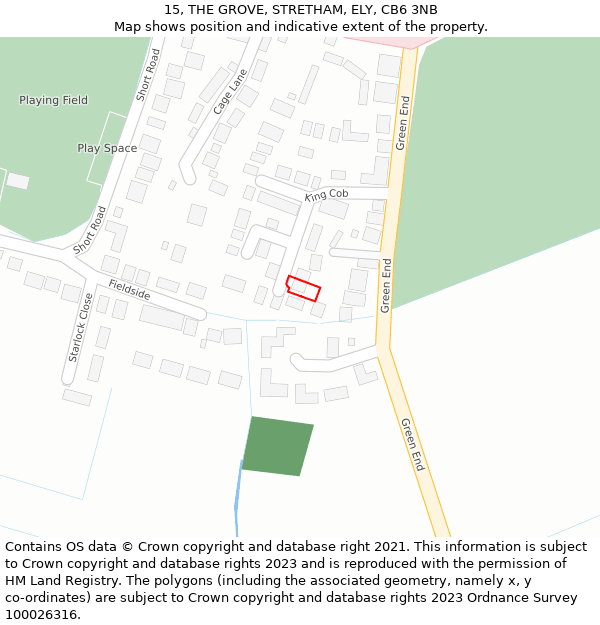 15, THE GROVE, STRETHAM, ELY, CB6 3NB: Location map and indicative extent of plot