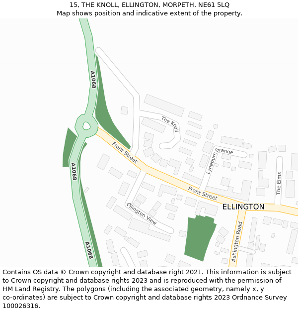 15, THE KNOLL, ELLINGTON, MORPETH, NE61 5LQ: Location map and indicative extent of plot