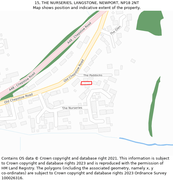15, THE NURSERIES, LANGSTONE, NEWPORT, NP18 2NT: Location map and indicative extent of plot