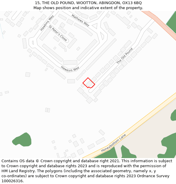 15, THE OLD POUND, WOOTTON, ABINGDON, OX13 6BQ: Location map and indicative extent of plot