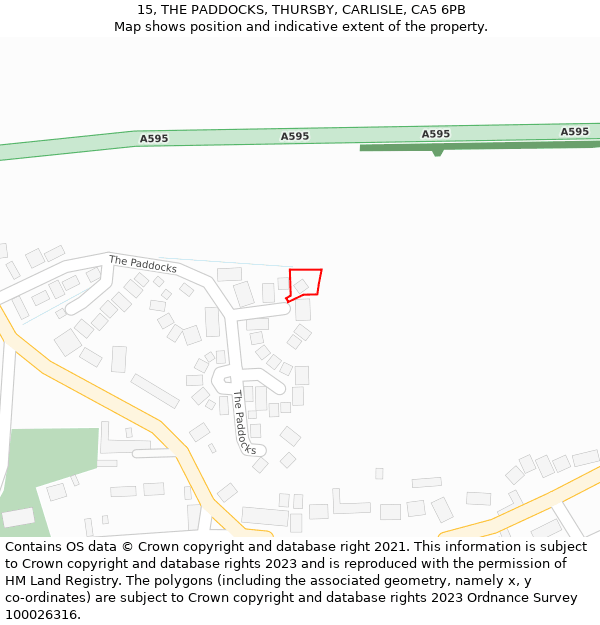 15, THE PADDOCKS, THURSBY, CARLISLE, CA5 6PB: Location map and indicative extent of plot