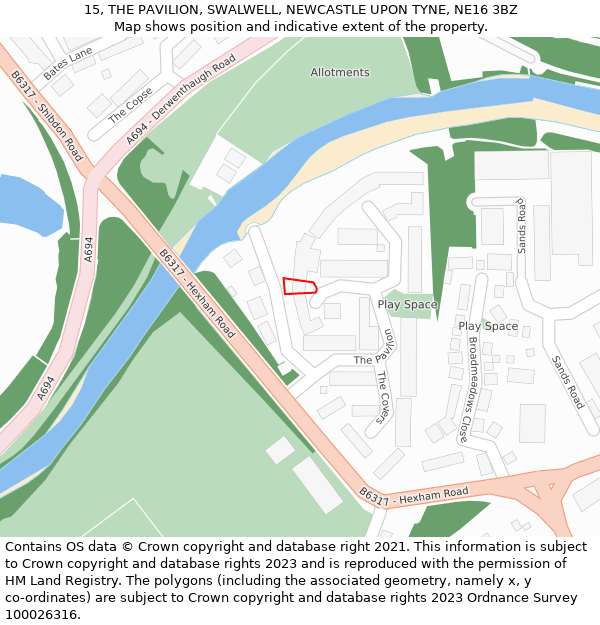 15, THE PAVILION, SWALWELL, NEWCASTLE UPON TYNE, NE16 3BZ: Location map and indicative extent of plot