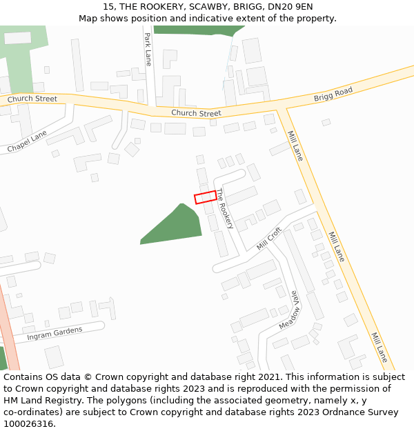 15, THE ROOKERY, SCAWBY, BRIGG, DN20 9EN: Location map and indicative extent of plot