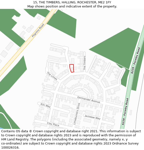 15, THE TIMBERS, HALLING, ROCHESTER, ME2 1FY: Location map and indicative extent of plot