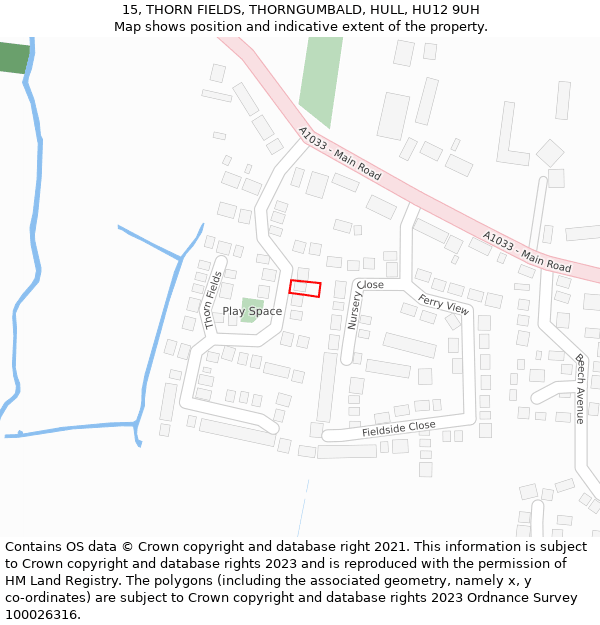 15, THORN FIELDS, THORNGUMBALD, HULL, HU12 9UH: Location map and indicative extent of plot