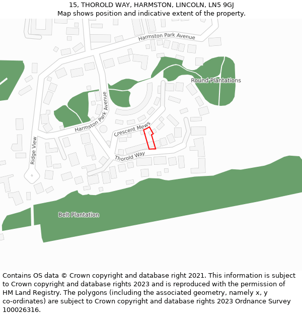 15, THOROLD WAY, HARMSTON, LINCOLN, LN5 9GJ: Location map and indicative extent of plot