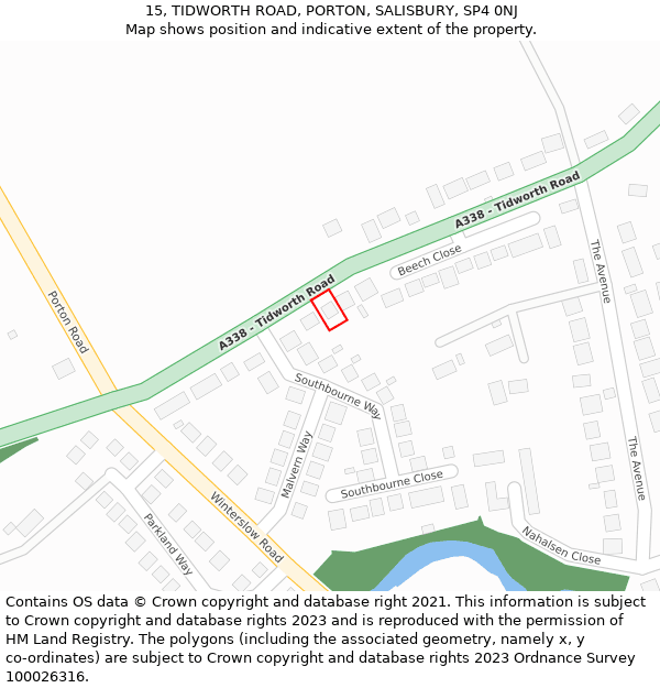 15, TIDWORTH ROAD, PORTON, SALISBURY, SP4 0NJ: Location map and indicative extent of plot