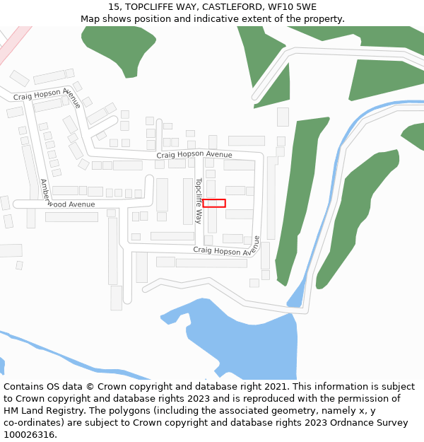 15, TOPCLIFFE WAY, CASTLEFORD, WF10 5WE: Location map and indicative extent of plot