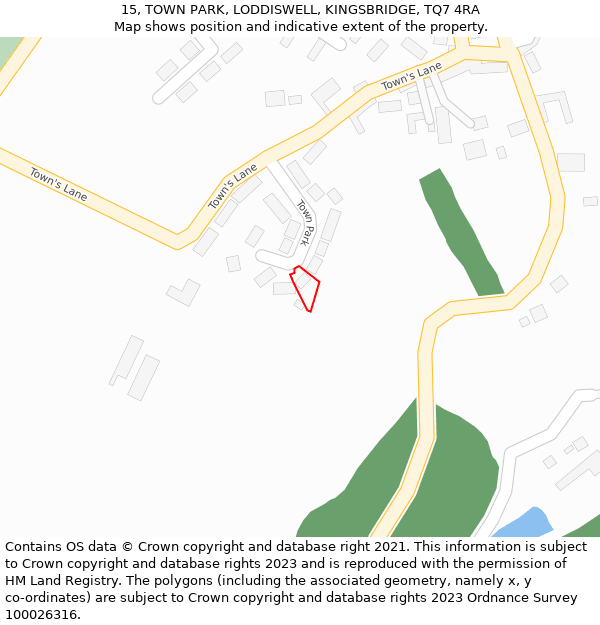 15, TOWN PARK, LODDISWELL, KINGSBRIDGE, TQ7 4RA: Location map and indicative extent of plot