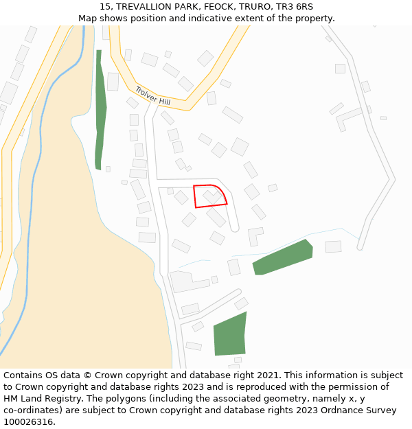 15, TREVALLION PARK, FEOCK, TRURO, TR3 6RS: Location map and indicative extent of plot