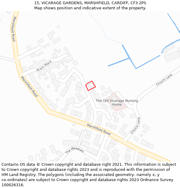 15, VICARAGE GARDENS, MARSHFIELD, CARDIFF, CF3 2PS: Location map and indicative extent of plot