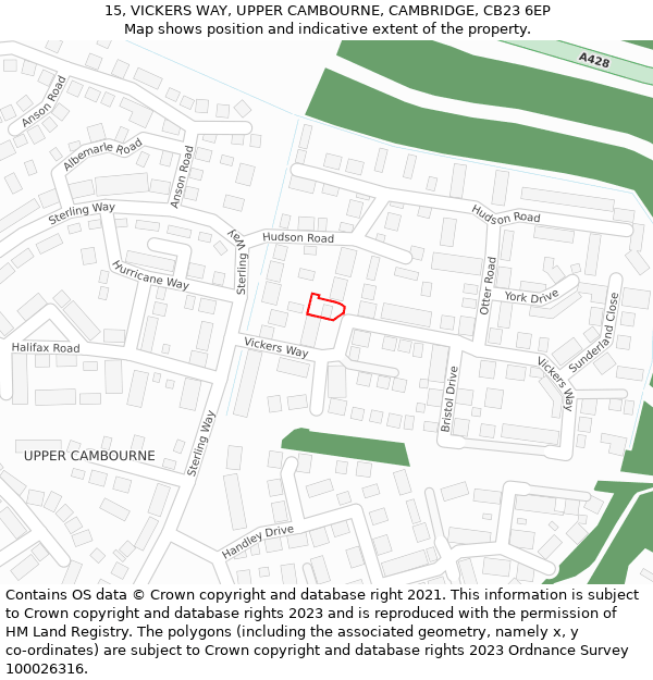 15, VICKERS WAY, UPPER CAMBOURNE, CAMBRIDGE, CB23 6EP: Location map and indicative extent of plot