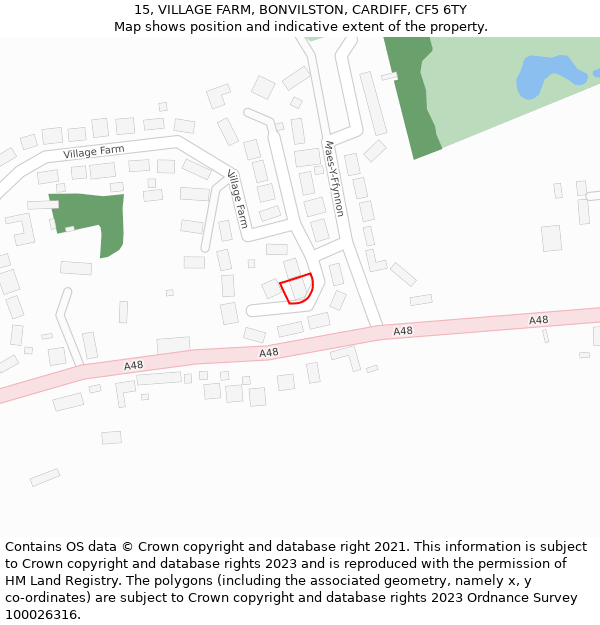 15, VILLAGE FARM, BONVILSTON, CARDIFF, CF5 6TY: Location map and indicative extent of plot