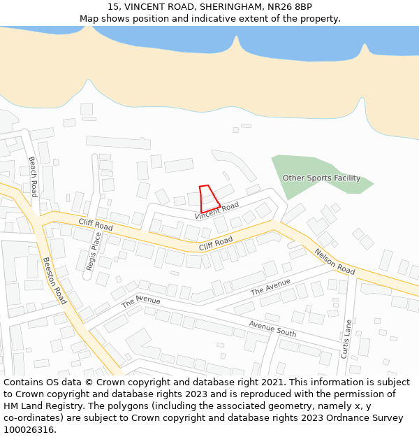 15, VINCENT ROAD, SHERINGHAM, NR26 8BP: Location map and indicative extent of plot