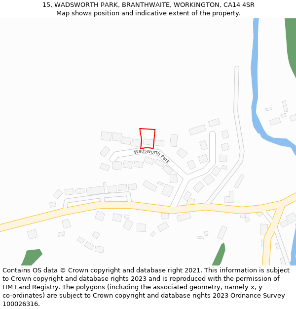 15, WADSWORTH PARK, BRANTHWAITE, WORKINGTON, CA14 4SR: Location map and indicative extent of plot