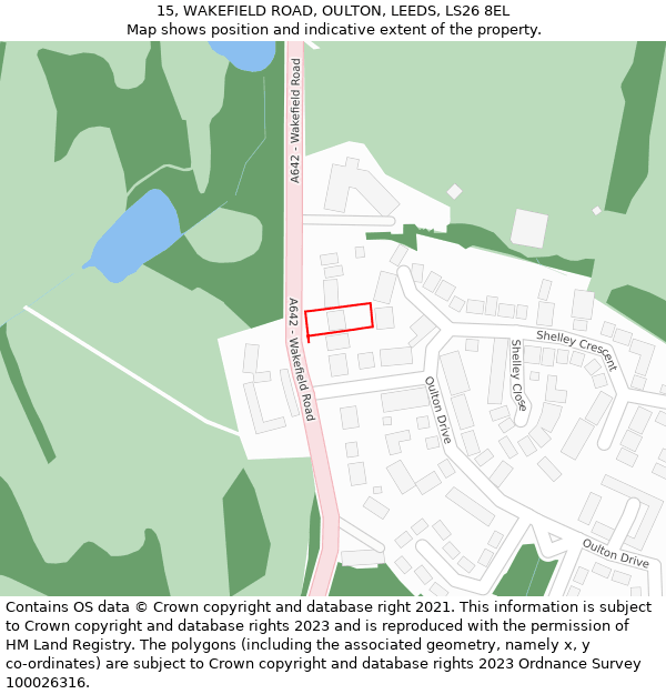 15, WAKEFIELD ROAD, OULTON, LEEDS, LS26 8EL: Location map and indicative extent of plot