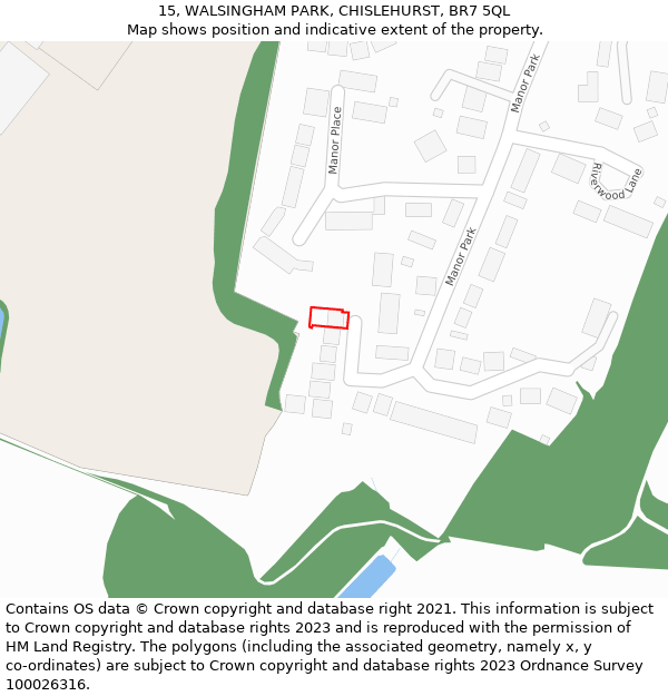 15, WALSINGHAM PARK, CHISLEHURST, BR7 5QL: Location map and indicative extent of plot