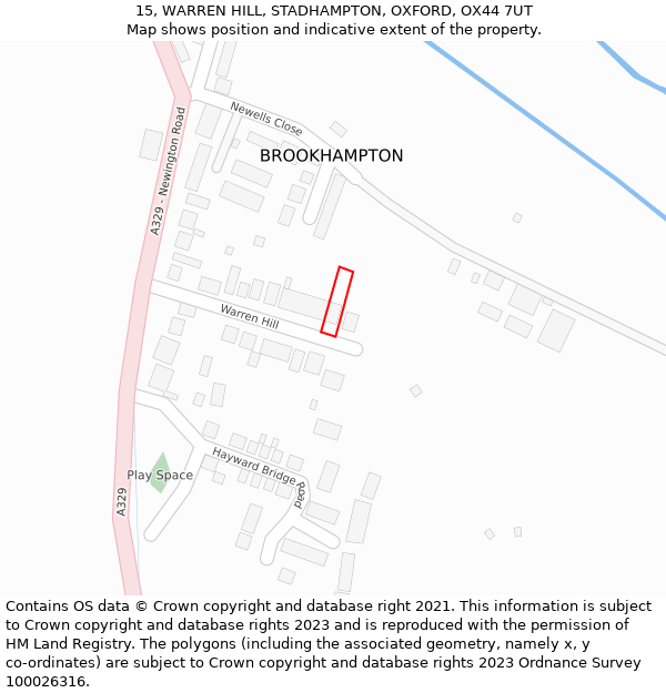 15, WARREN HILL, STADHAMPTON, OXFORD, OX44 7UT: Location map and indicative extent of plot