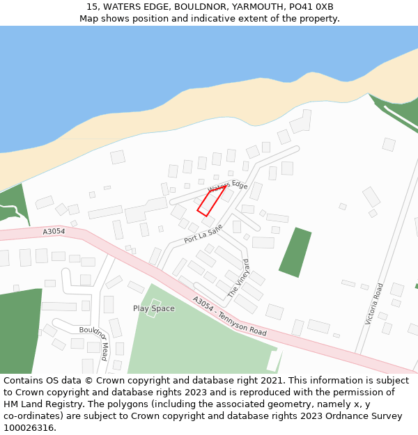 15, WATERS EDGE, BOULDNOR, YARMOUTH, PO41 0XB: Location map and indicative extent of plot