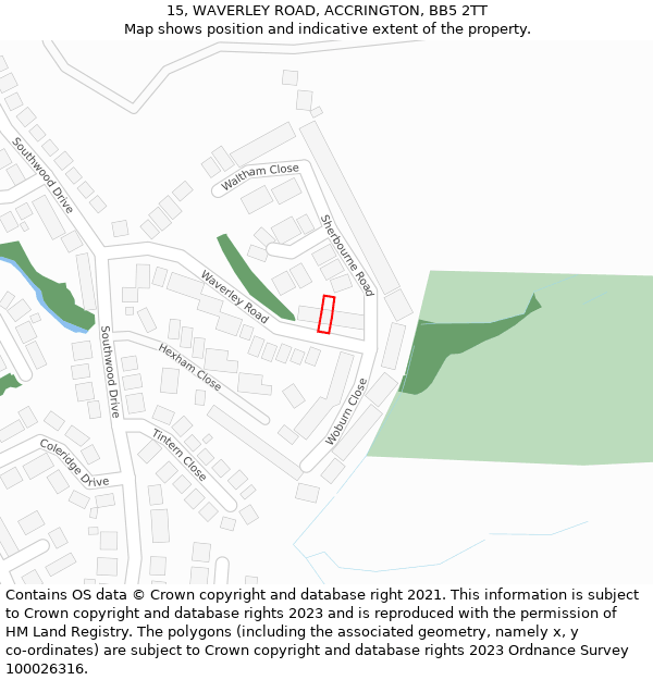15, WAVERLEY ROAD, ACCRINGTON, BB5 2TT: Location map and indicative extent of plot