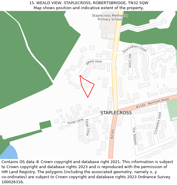 15, WEALD VIEW, STAPLECROSS, ROBERTSBRIDGE, TN32 5QW: Location map and indicative extent of plot
