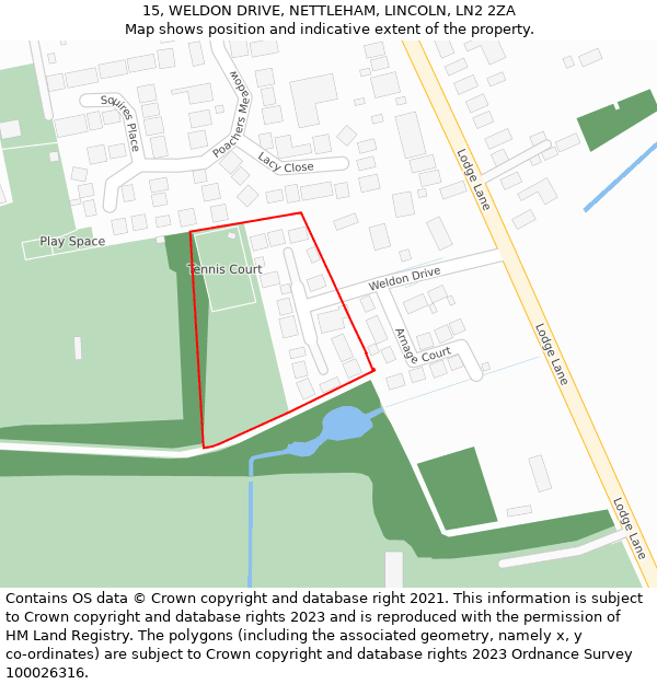 15, WELDON DRIVE, NETTLEHAM, LINCOLN, LN2 2ZA: Location map and indicative extent of plot