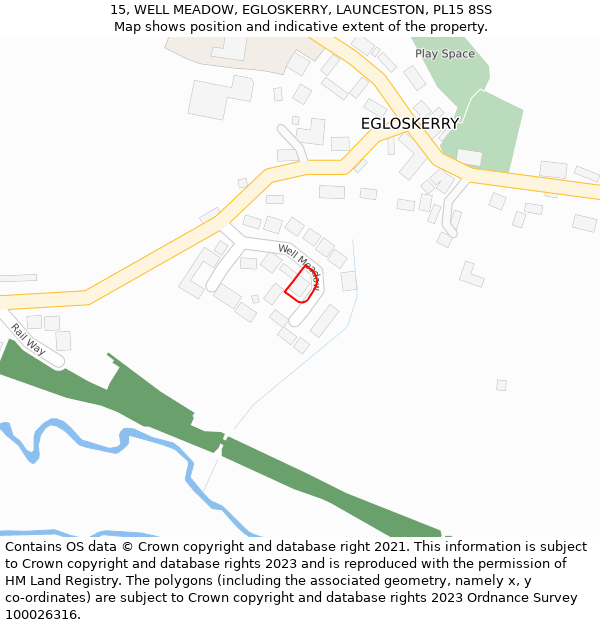 15, WELL MEADOW, EGLOSKERRY, LAUNCESTON, PL15 8SS: Location map and indicative extent of plot